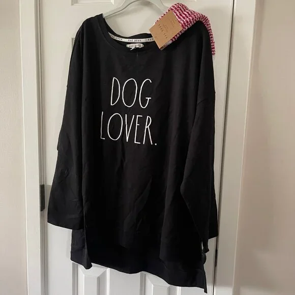 Rae Dunn Black Plus Size Dog Lover Sweatshirt with Socks New with Tags Size 2X - Picture 1 of 11